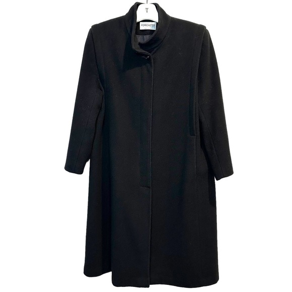 Vintage Forecaster of Boston Women’s High-Neck 100% Pure Wool Black Long Coat 12 - Picture 1 of 12